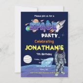 Space Astronaut Jongens Verjaardagsfeest Kaart (Voorkant)