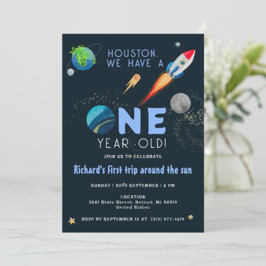 Space Astronaut Kinder kleurrijke leuke verjaardag Kaart (Staand voorkant)