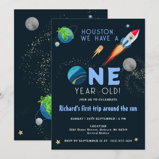 Space Astronaut Kinder kleurrijke leuke verjaardag Kaart (Voorkant / Achterkant)