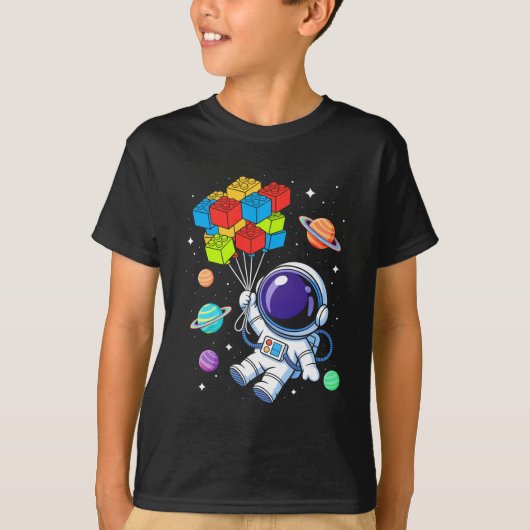Space Astronaut Master Builder Grappig bouwblok T-shirt (Voorkant)
