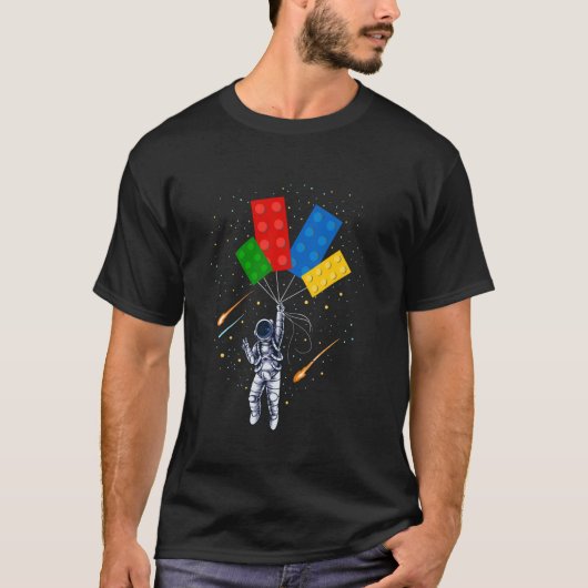 Space Astronaut Master Builder Grappig bouwblok T-shirt (Voorkant)