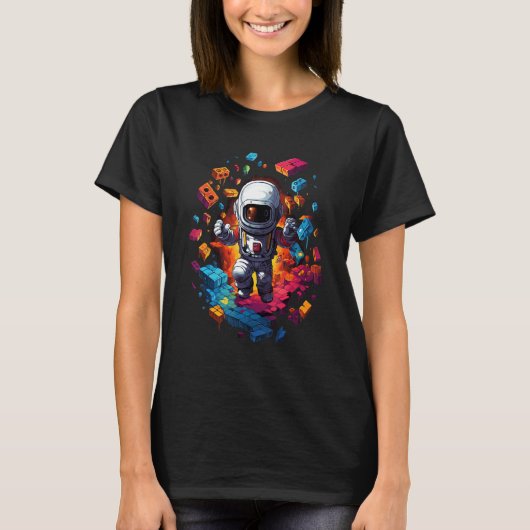 Space Astronaut Master Builder grappige bouwblok T-shirt (Voorkant)
