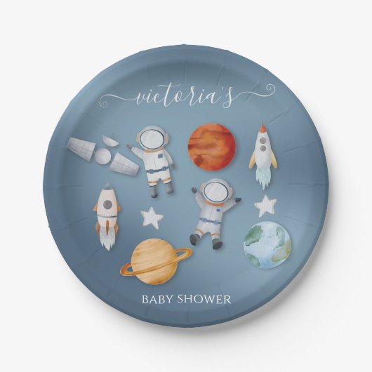 Space Astronaut Mobile Baby shower Papieren Bordje (Voorkant)