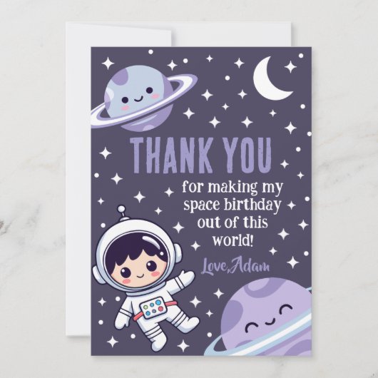 Space Astronaut | Outer Space Galaxy Planets Stars Bedankkaart (Voorkant)