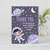 Space Astronaut | Outer Space Galaxy Planets Stars Bedankkaart (Staand voorkant)