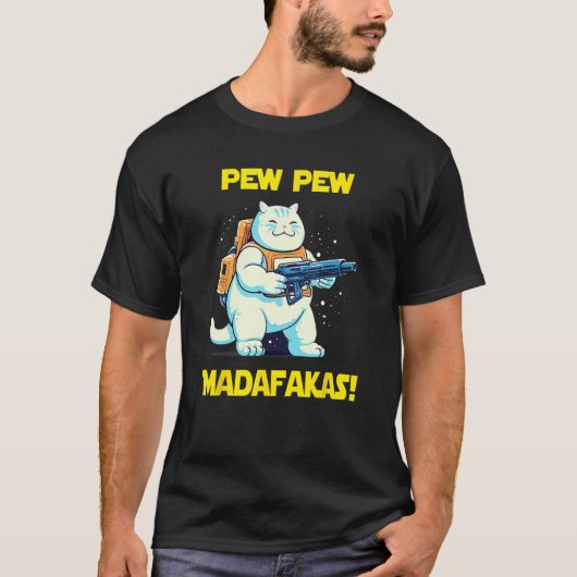 Space Astronaut Pew Madafakas Chonk Cat T-shirt (Voorkant)