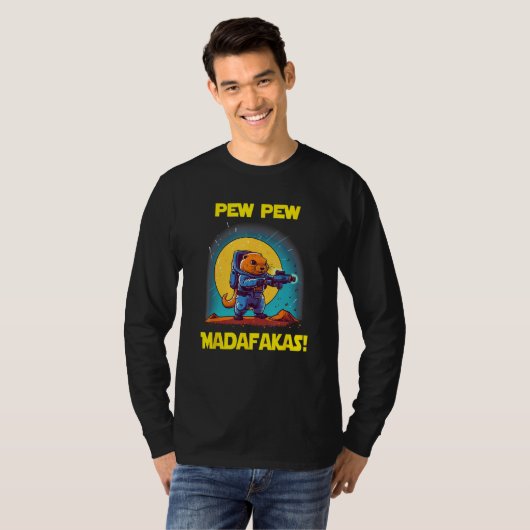 Space Astronaut Pew Madafakas Groundhog T-shirt (Voorkant volledig)