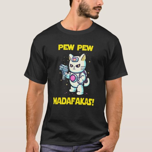 Space Astronaut Pew Madafakas Maneki Neko Cat 2 T-shirt (Voorkant)