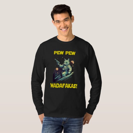Space Astronaut Pew Madafakas Nebelung Cat 1 T-shirt (Voorkant volledig)