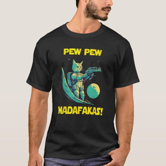 Space Astronaut Pew Madafakas Savannah Cat T-shirt (Voorkant)