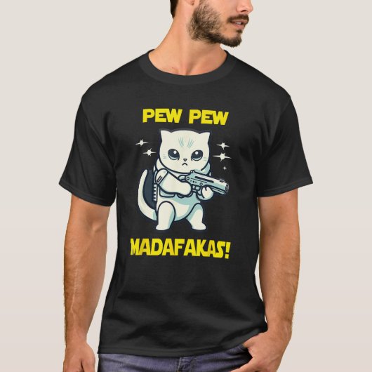 Space Astronaut Pew Madafakas Scottish Fold Cat T-shirt (Voorkant)