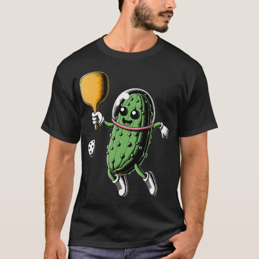 Space Astronaut Pickle Playing Pickleball Pickle B T-shirt (Voorkant)