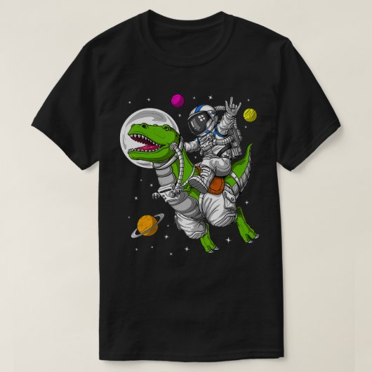 Space Astronaut Riding TRe Dinosaur Funny Men Boys T-shirt (Design voorkant)