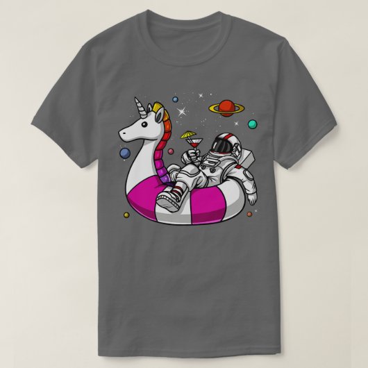 Space Astronaut Riding Unicorn Float T-shirt (Design voorkant)
