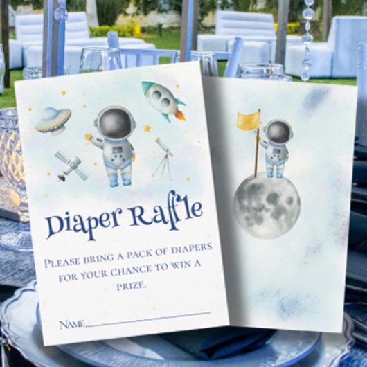Space Astronaut Rocket Luier Raffle Baby shower Informatiekaartje