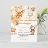 Space Astronaut Rocket Planets Boy Baby shower Kaart (Staand voorkant)