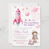 Space Astronaut Rocket Planets Girl Baby shower Kaart (Voorkant)