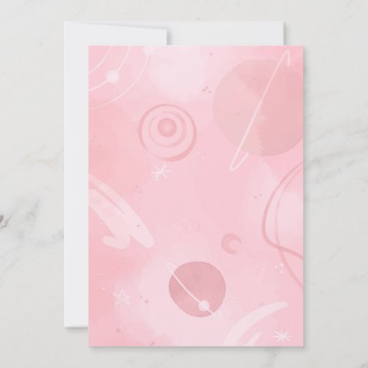 Space Astronaut Rocket Planets Girl Baby shower Kaart (Achterkant)