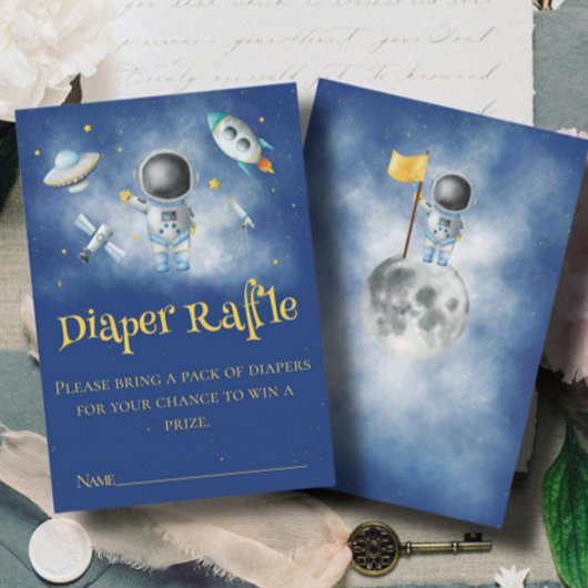 Space Astronaut Rockets Diaper Raffle Baby shower Informatiekaartje