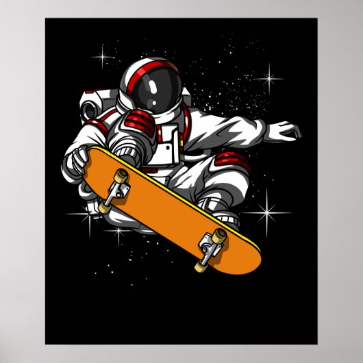 Space Astronaut Skateboarden Cosmic Poster (Voorkant)