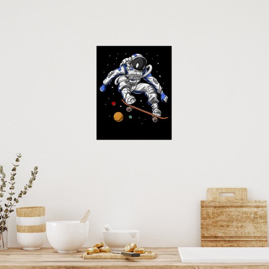 Space Astronaut skateboarden Poster (Keuken)