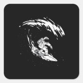 Space Astronaut Surfing Vierkante Sticker (Voorkant)