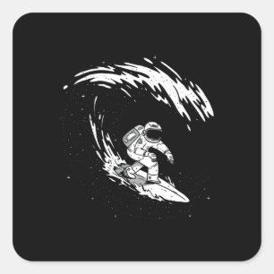 Space Astronaut Surfing Vierkante Sticker