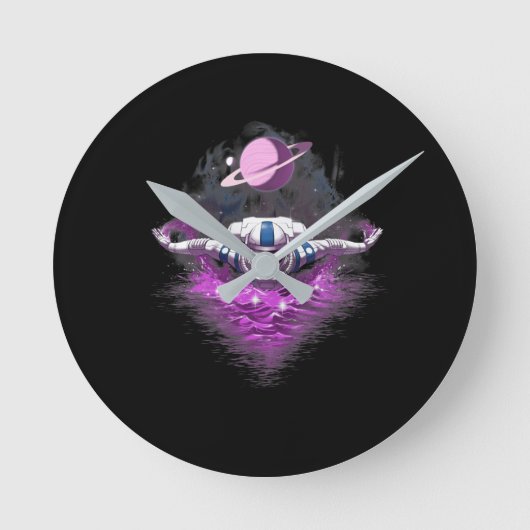 Space Astronaut Swimming Ronde Klok (Voorkant)