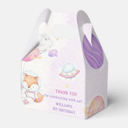 Space Astronaut verjaardagsfeestje gunstbox Bedankdoosjes (Voorkant Zijde)