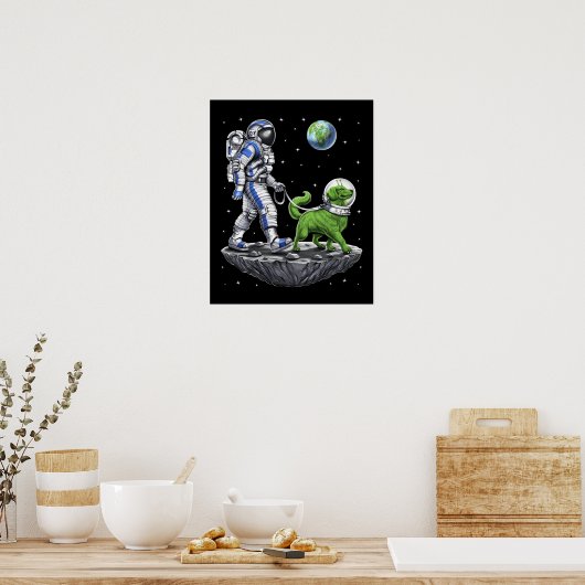 Space Astronaut Walking Alien Hond Poster (Keuken)