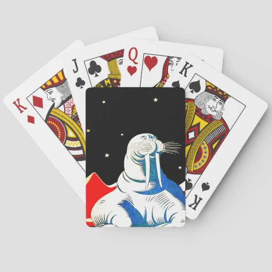 Space Astronaut Walrus Pokerkaarten (Achterkant)