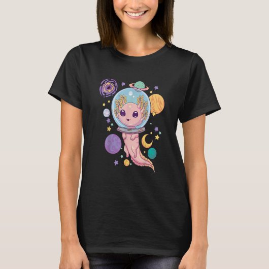 Space Axolotl Kawaii Pastel Gothic Anime esthetisc T-shirt (Voorkant)