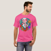 Space Axolotl Rocket Kawaii Astronaut Planet Fish T-shirt (Voorkant volledig)