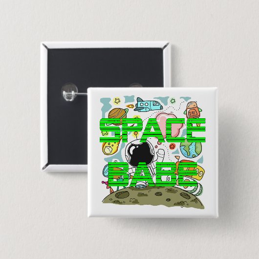 Space Babe Vierkante Button 5,1 Cm (Voorkant /achterkant)
