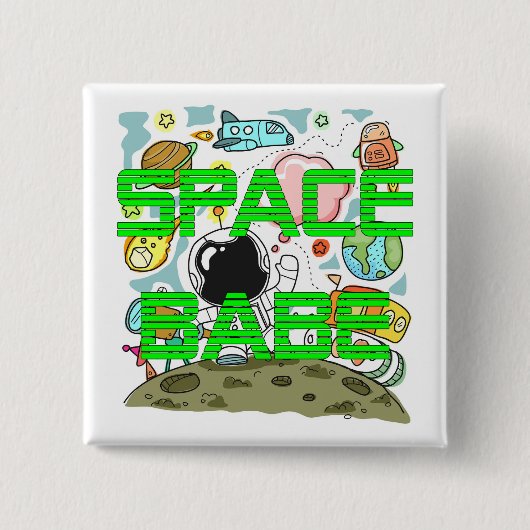Space Babe Vierkante Button 5,1 Cm (Voorkant)