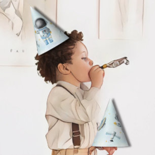 Space baby Astronaut Boy raketten met ster Birthda Feesthoedjes