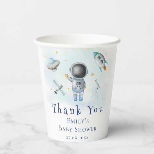Space baby Astronaut Boy-raketten sterren Baby sho Papieren Bekers (Achterkant)
