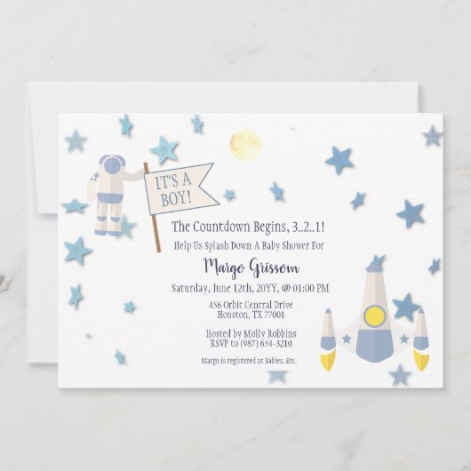 Space Baby Countdown Baby shower | Wit Kaart (Voorkant)