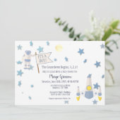 Space Baby Countdown Baby shower | Wit Kaart (Staand voorkant)