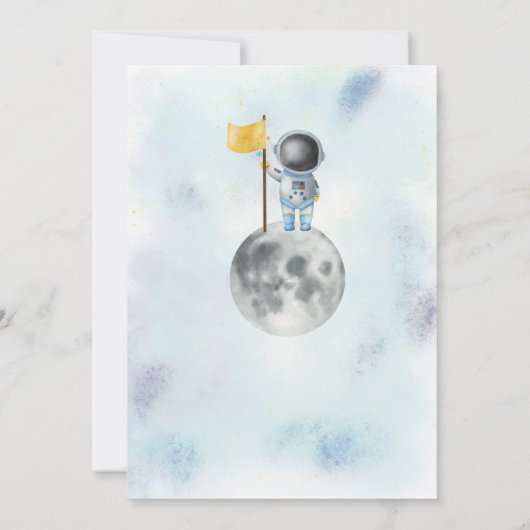 Space Baby shower Astronaut Boy-rakettak Kaart (Achterkant)