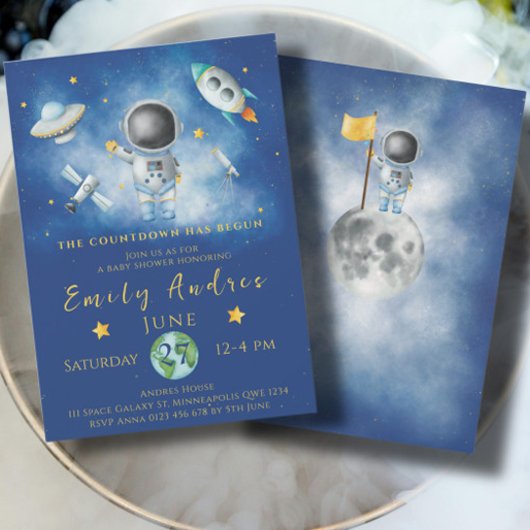 Space Baby shower Astronaut Boy-rakettak Kaart