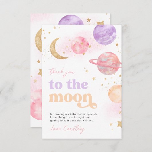 Space Baby shower bedankkaart (Voorkant / Achterkant)