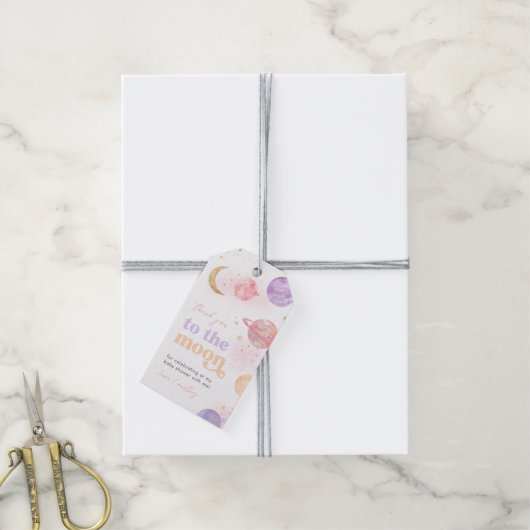 Space Baby shower Gift Labels Cadeaulabel (Met Touw)