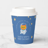 Space Baby shower, Leuke Kat, Genderneutraal Papieren Bekers (Voorkant)