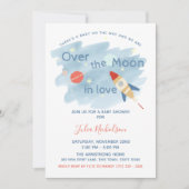 Space Baby shower Over the Moon Kaart (Voorkant)