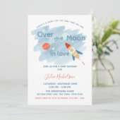 Space Baby shower Over the Moon Kaart (Staand voorkant)
