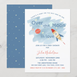 Space Baby shower Over the Moon Kaart