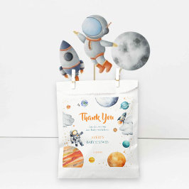 Space Baby Shower Thank You Rocket Planet Bedankzakje