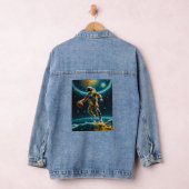 Space Basketball Astronaut Drijvend op Goud T-shir Denim Jacket (Hangar)