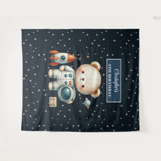 Space Beer Party Tapestry voor Birthday Boy Wandkleed (Voorkant (horizontaal))